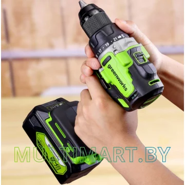 Дрель-шуруповерт Greenworks GD24DD90 3707507CUD (с 2-мя АКБ 4 Ач) картинка 4